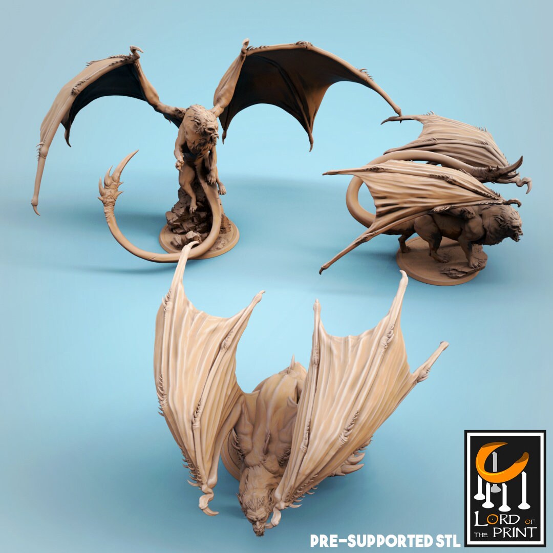 Manticore (3 poses) - (Sculpted by Lord of the Print)