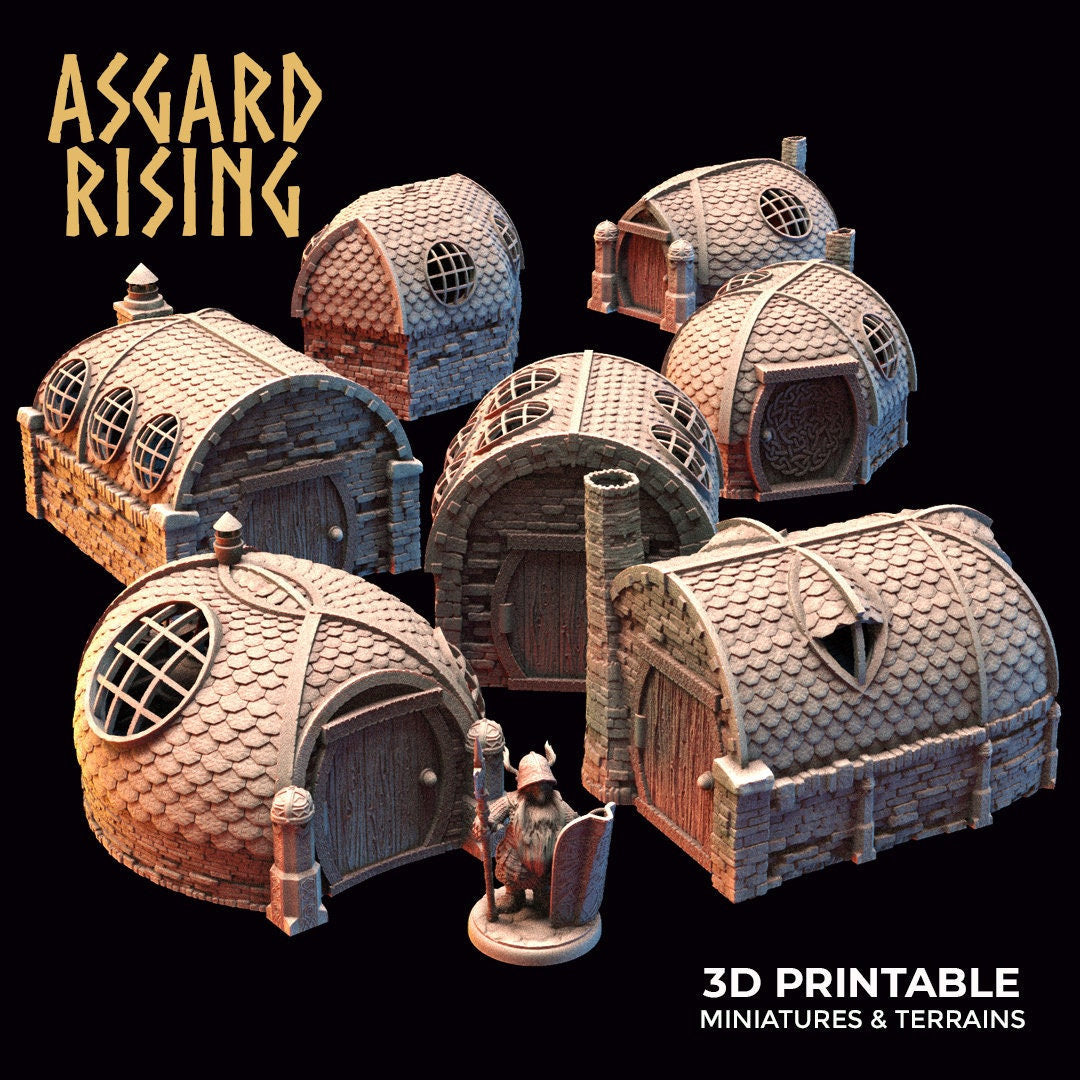 Dwarven Industrial Buildings (7 variants - sculpted by Asgard Rising Miniaturea)