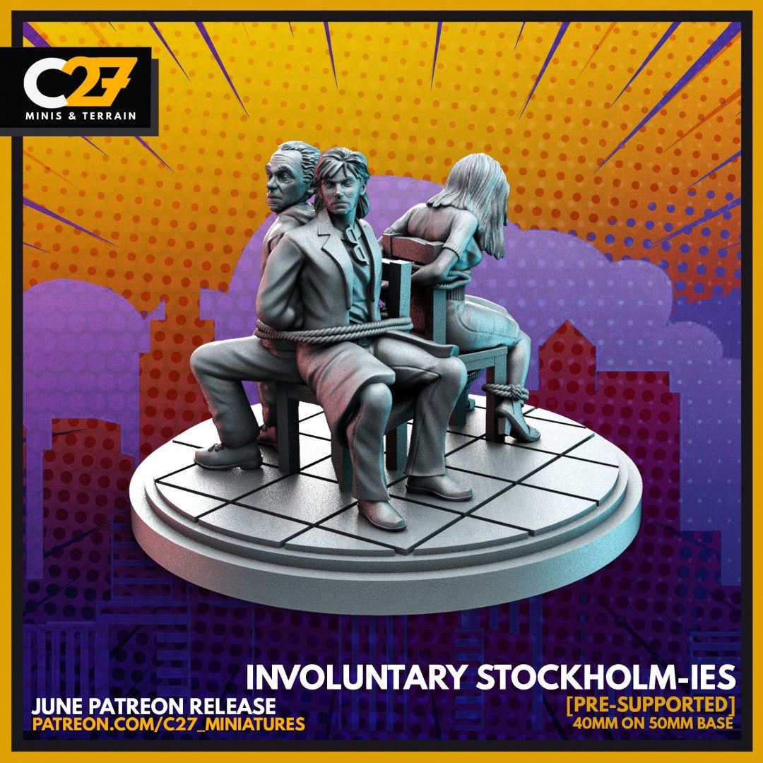 Hostages / Involuntary Stockholmies 40mm miniature (sculpted by C27 collectibles) (Crisis Protocol Proxy/Alternative)