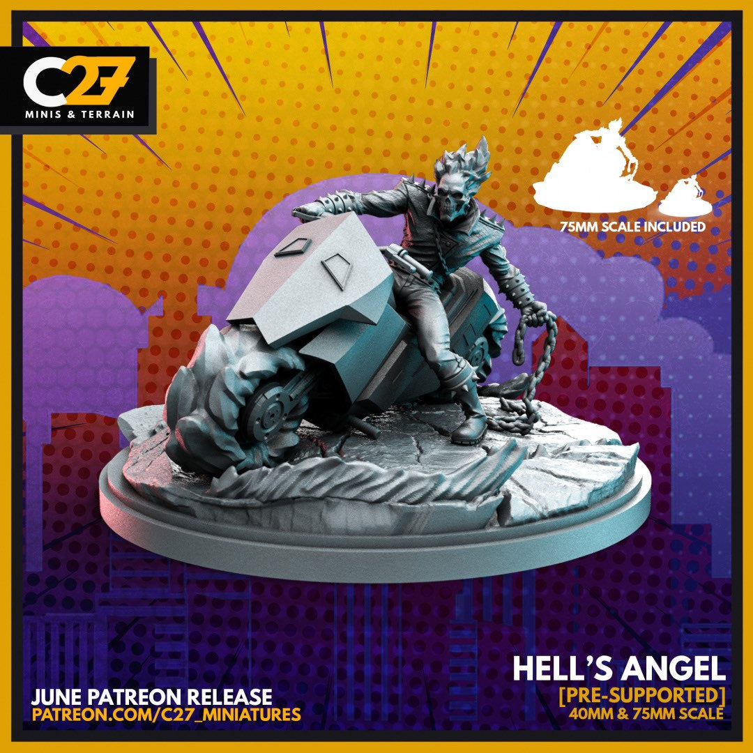 Ghost Rider / Hell’s Angel 40mm miniature (sculpted by C27 collectibles) (Crisis Protocol Proxy/Alternative)