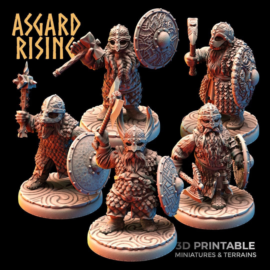 Dwarf in Scale Armour warband (set of 5/10) by Asgard Rising (Troll / Giant)