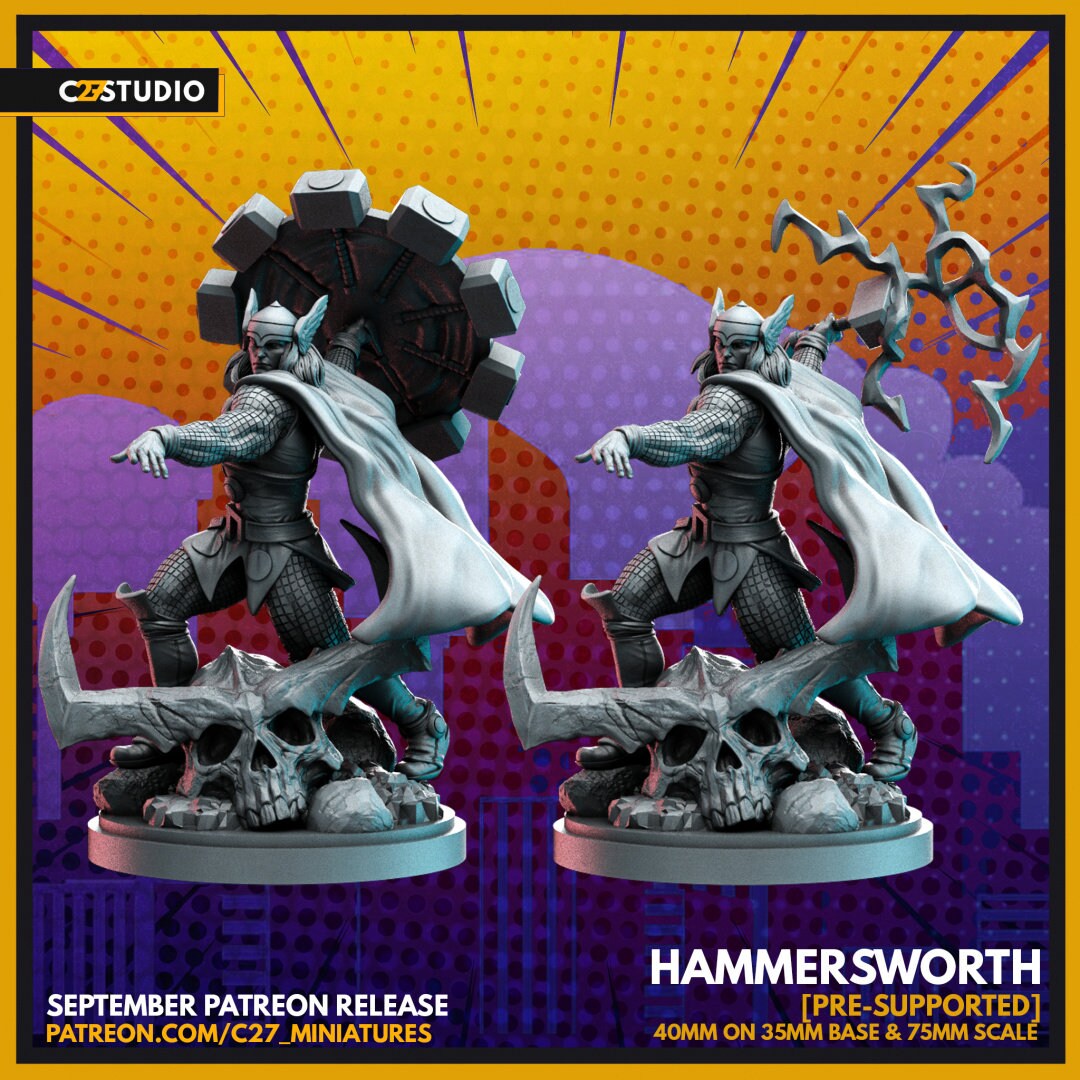 Thor / Hammersworth 40mm miniature (sculpted by C27 collectibles) (Crisis Protocol Proxy/Alternative)