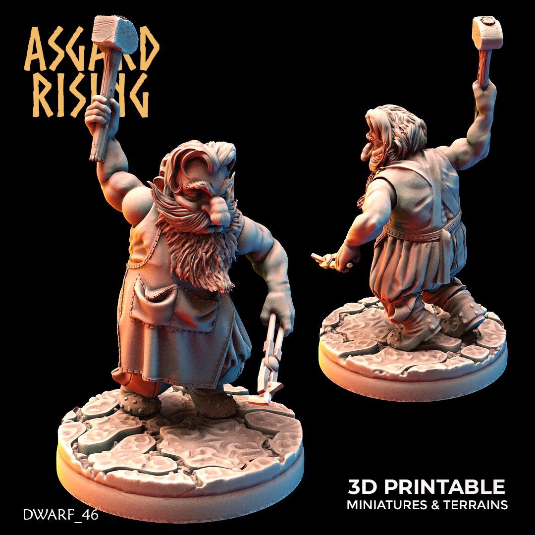 Dwarf Townsfolk / Artisans Modular Warband (set of 5) by Asgard Rising