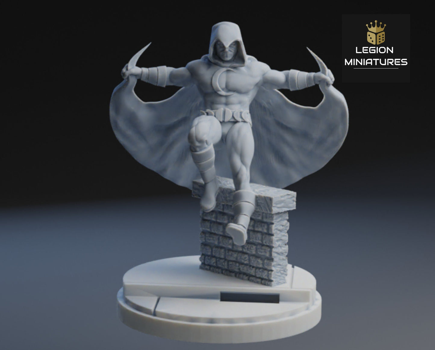 Moon Knight Fan-Art 40mm Miniature (Sculpted by Legion Miniatures)  (Crisis Protocol Proxy/Alternative)