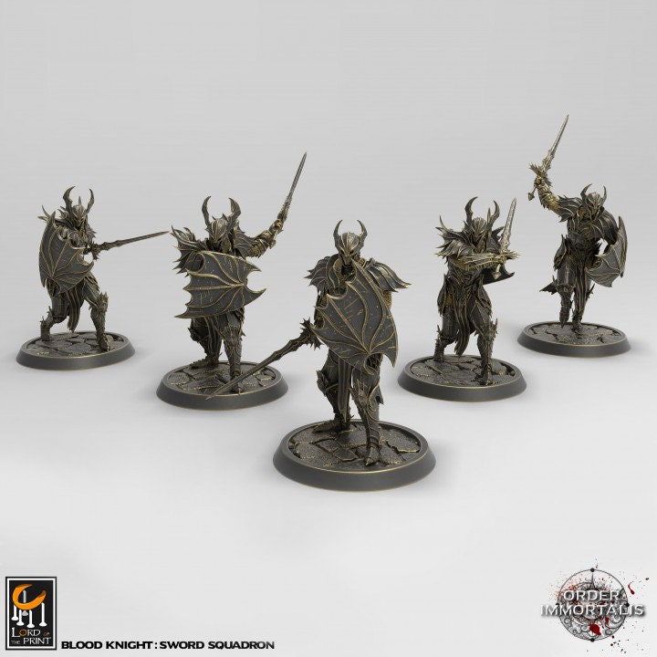 Bloodknight Squad with Sword and Shield (Set of 5) - (Sculpted by Lord of the Print)