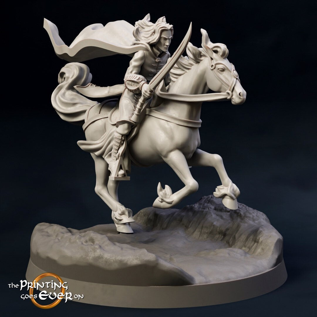 Elven Hero Golloccel - Mounted (sculpted by Print Goes Ever On)