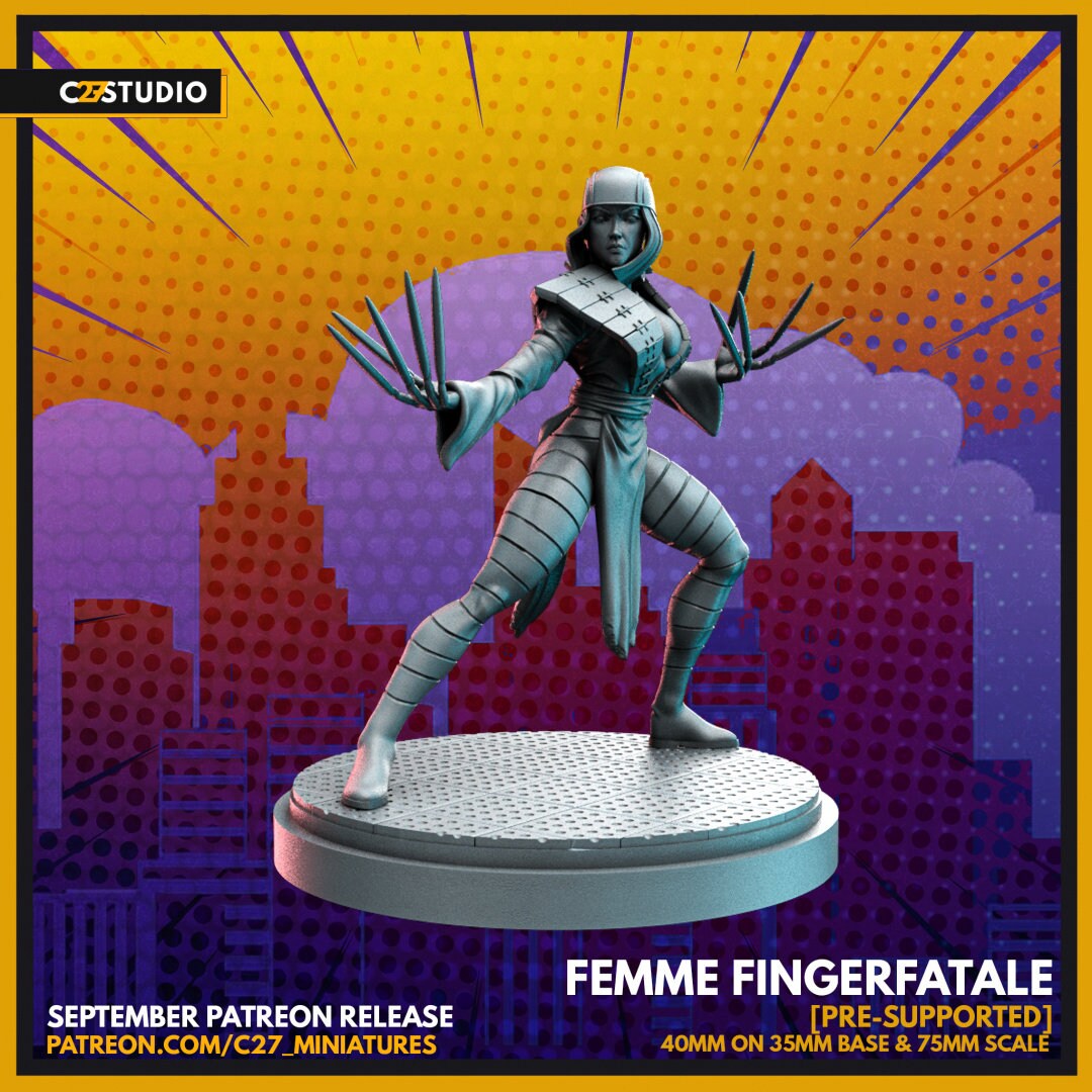 Lady Deathstrike / Femme Fingerfatale 40mm miniature (sculpted by C27 collectibles) (Crisis Protocol Proxy/Alternative)