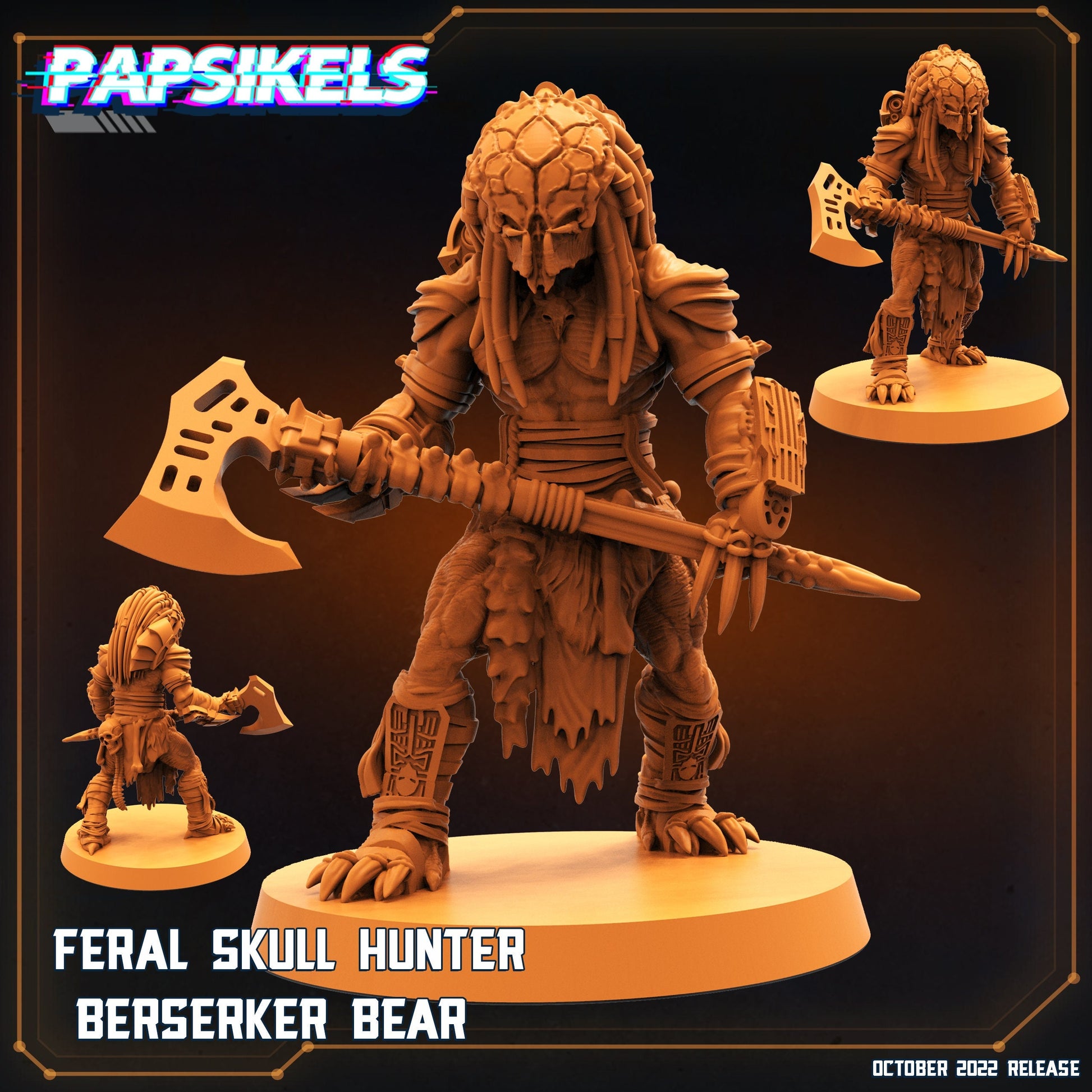 Feral Skull Hunter Berserker Bear - Predator Fan Art (sculpted by Papsikels)