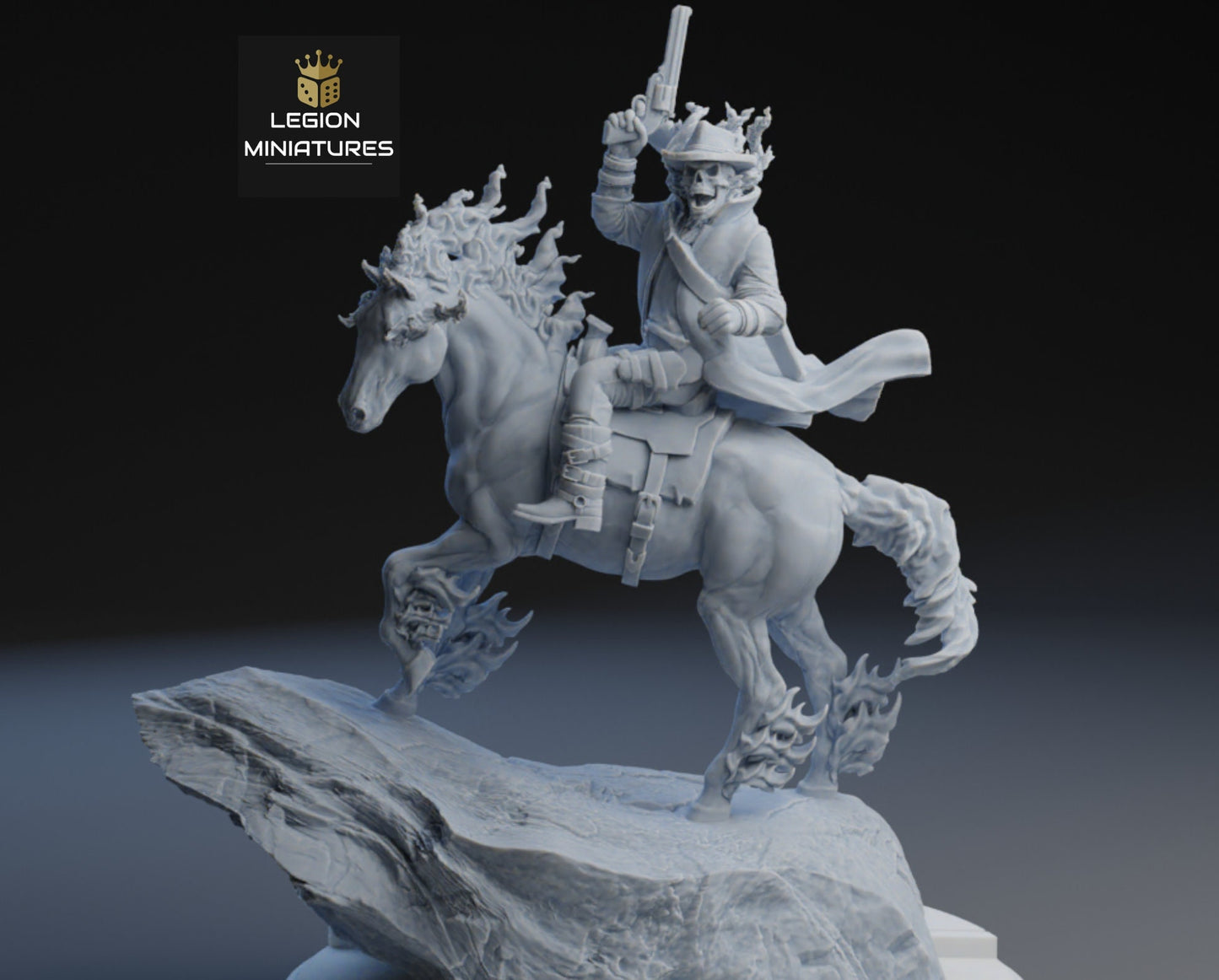 Western Ghost Rider - Fan Art 40mm Miniature (Sculpted by Legion Miniatures)  (Crisis Protocol Proxy/Alternative)