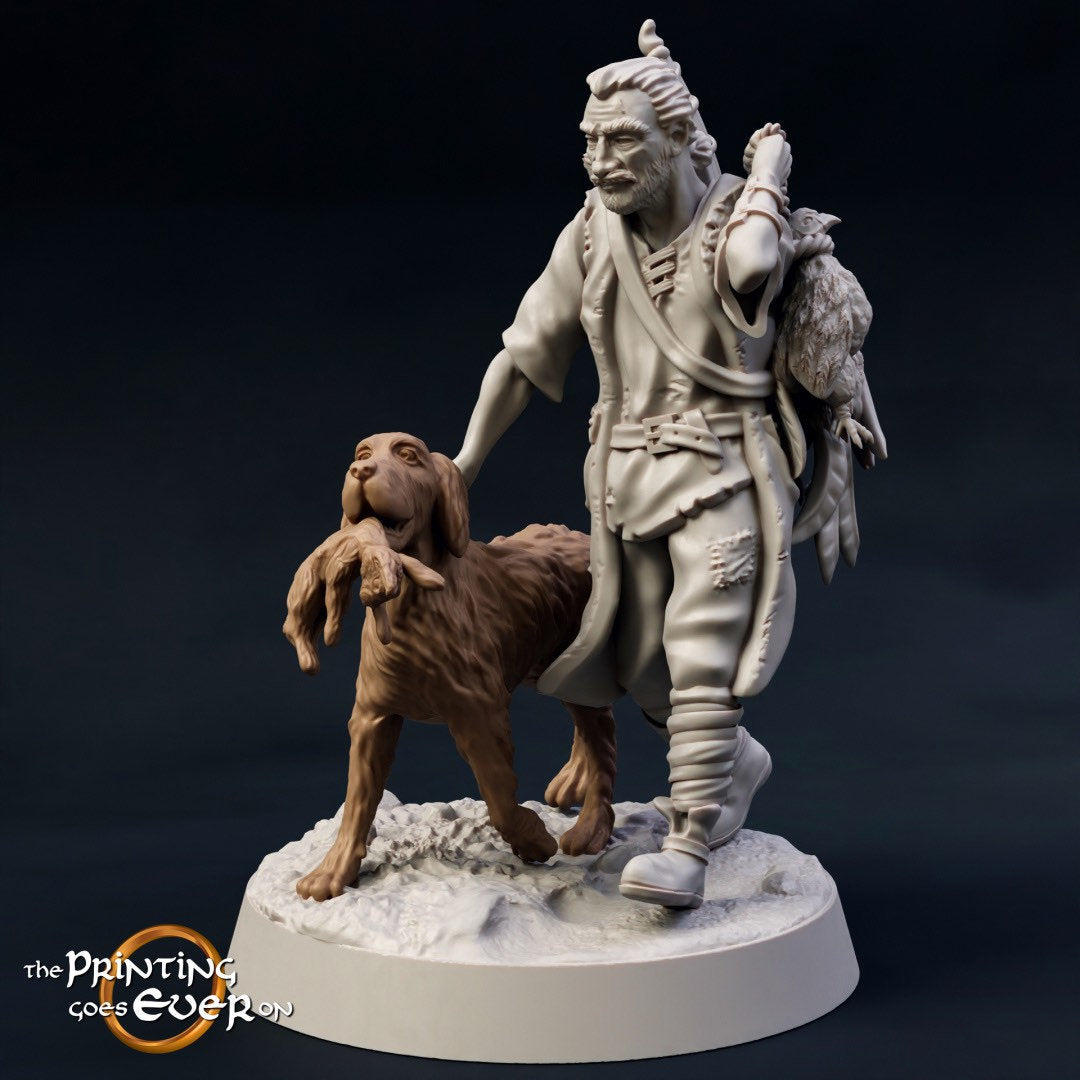 Townsfolk - Hunter with Dog (sculpted by Print Goes Ever On)