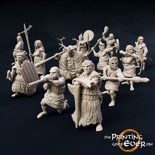 Woodwose Warband (sculpted by Print Goes Ever On)