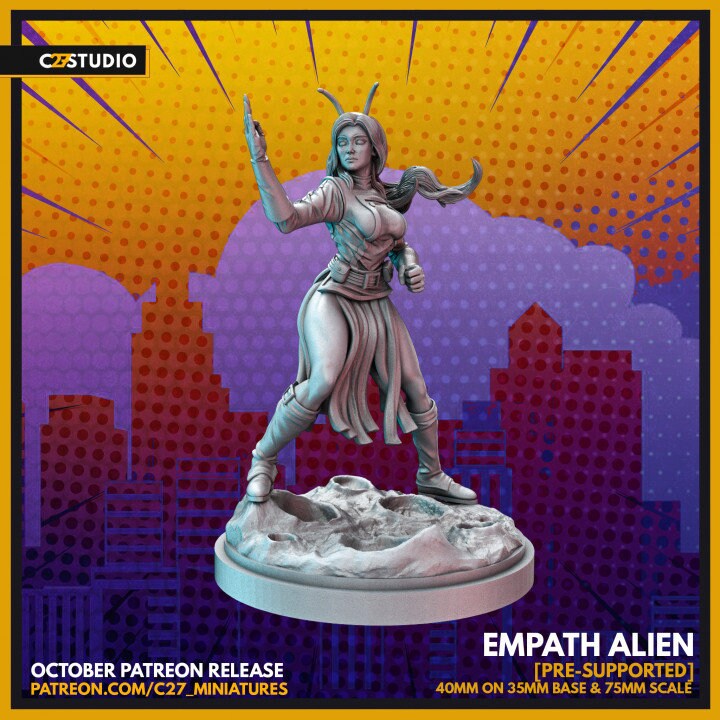 Mantis / Empath Alien 40mm miniature (sculpted by C27 collectibles) (Crisis Protocol Proxy/Alternative)