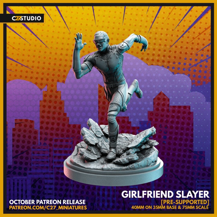 A-Train / Girlfriend Slayer 40mm miniature (sculpted by C27 collectibles) (Crisis Protocol Proxy/Alternative)