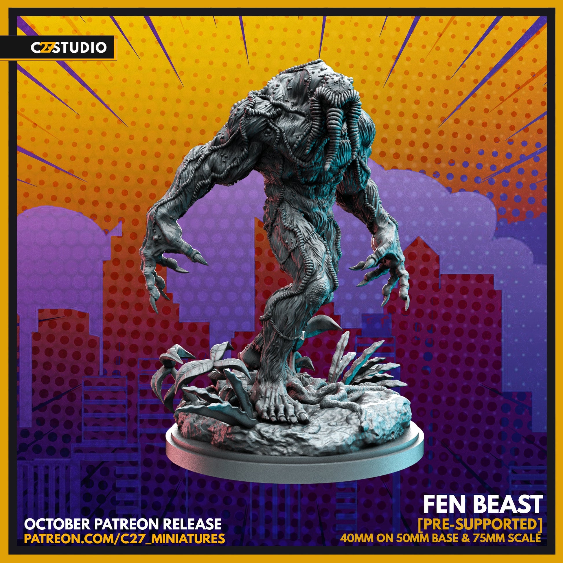 Man Thing / Fen Beast 40mm miniature (sculpted by C27 collectibles) (Crisis Protocol Proxy/Alternative)