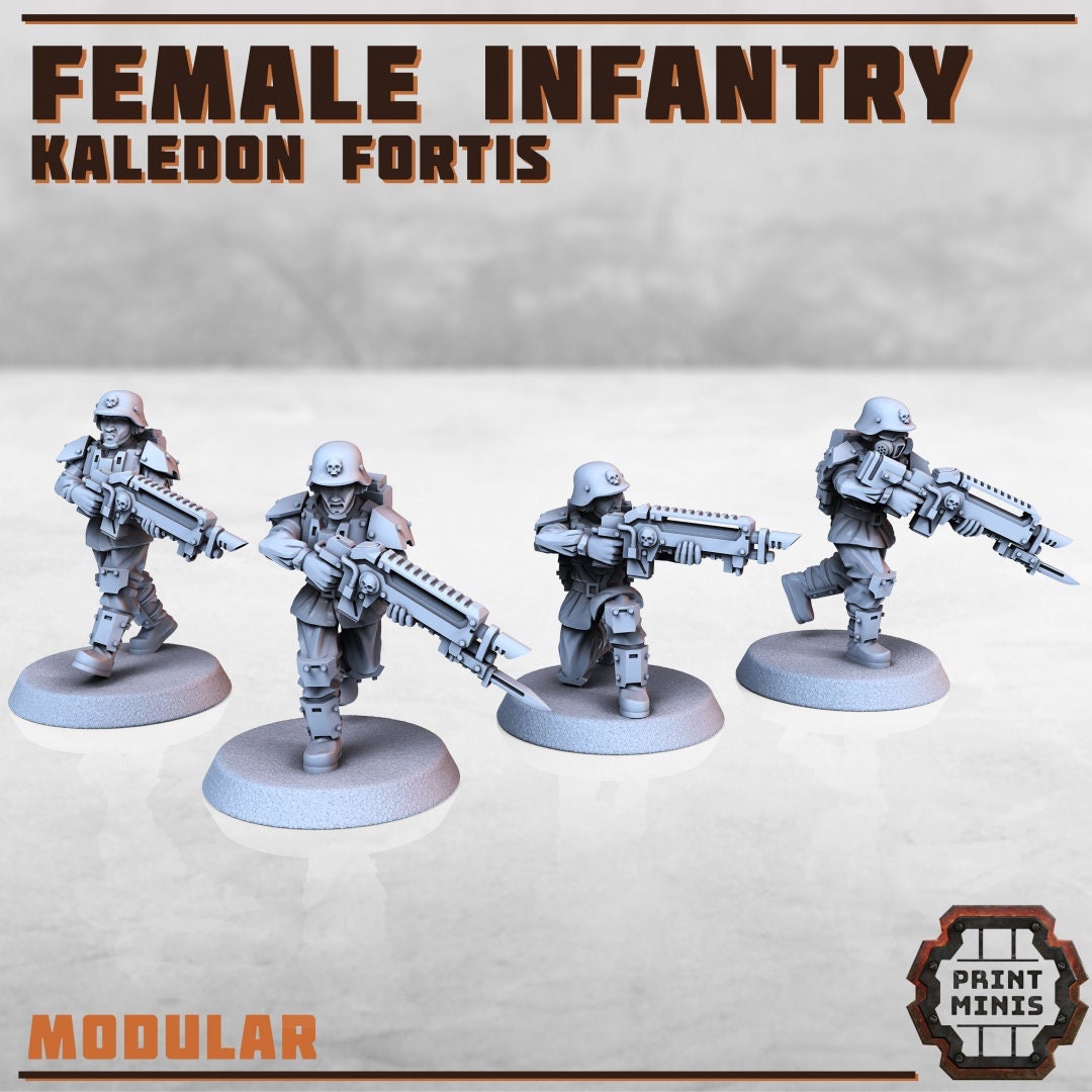 Female Infantry - Kaledon Fortis Army (set of 4) by Print Minis