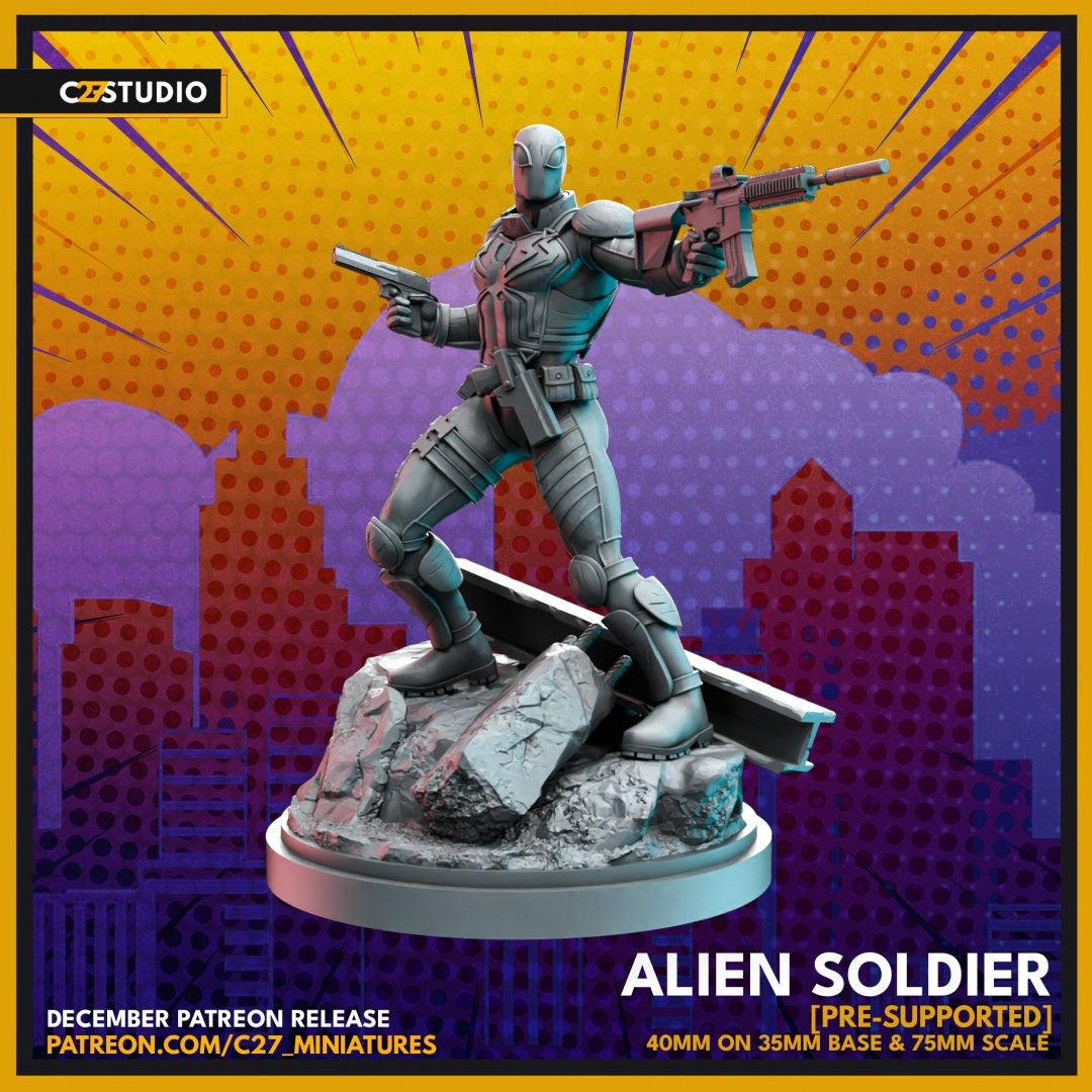 Agent Venom / Alien Soldier 40mm miniature (sculpted by C27 collectibles) (Crisis Protocol Proxy/Alternative)