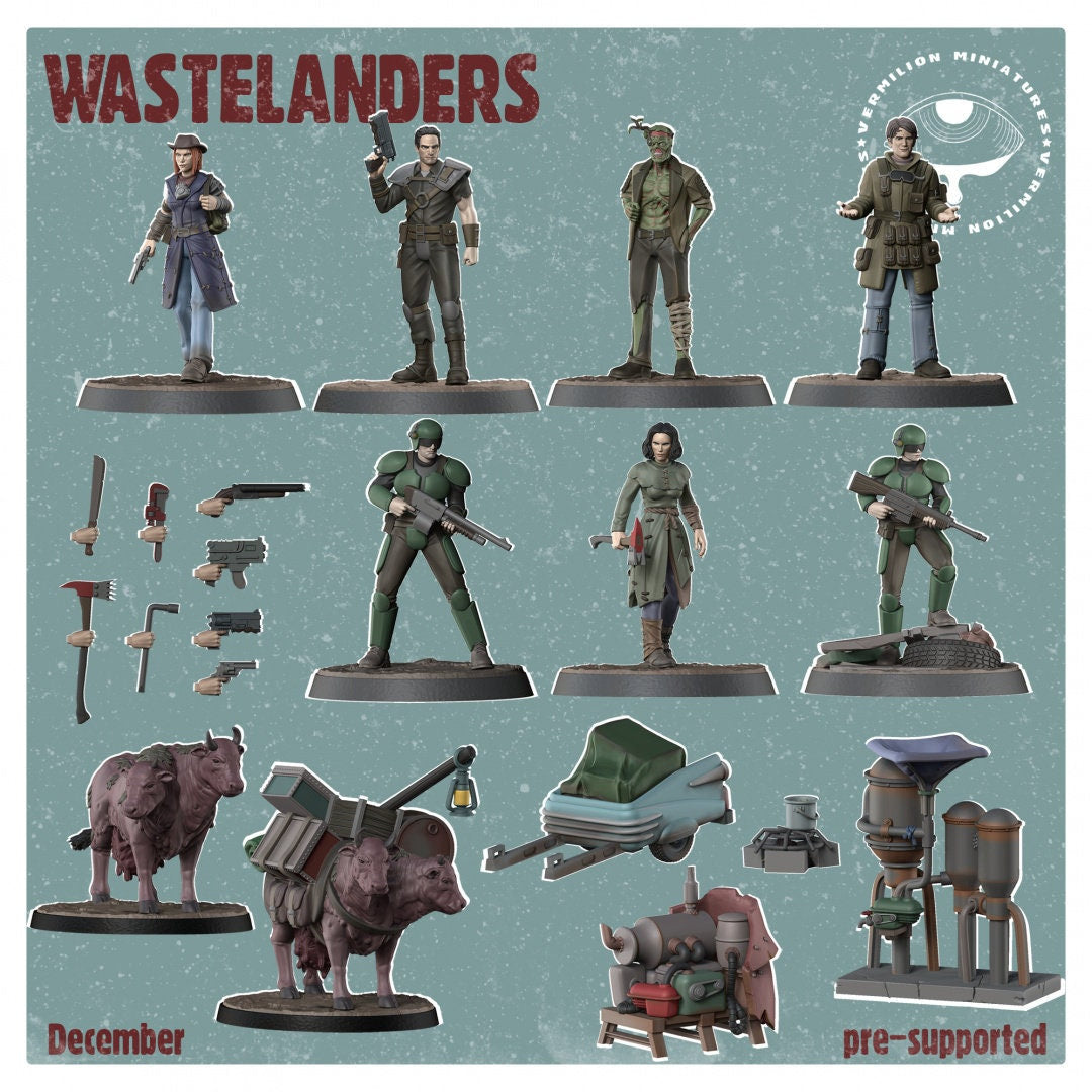 Wastelanders Warband (9 miniatures + extras) (Sculpted by Vermillion Miniatures)