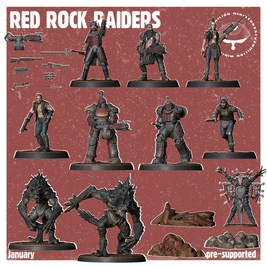 Red Rock Raiders Warband (9 miniatures + extras) (Sculpted by Vermillion Miniatures)