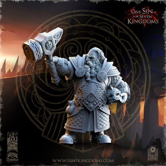 Olgrendrim, Dwarf hero (sculpted by Beholder Miniatures)