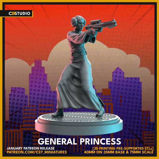 Leia / General Princess 40mm miniature (sculpted by C27 collectibles) (Crisis Protocol Proxy/Shatterpoint/Alternative)