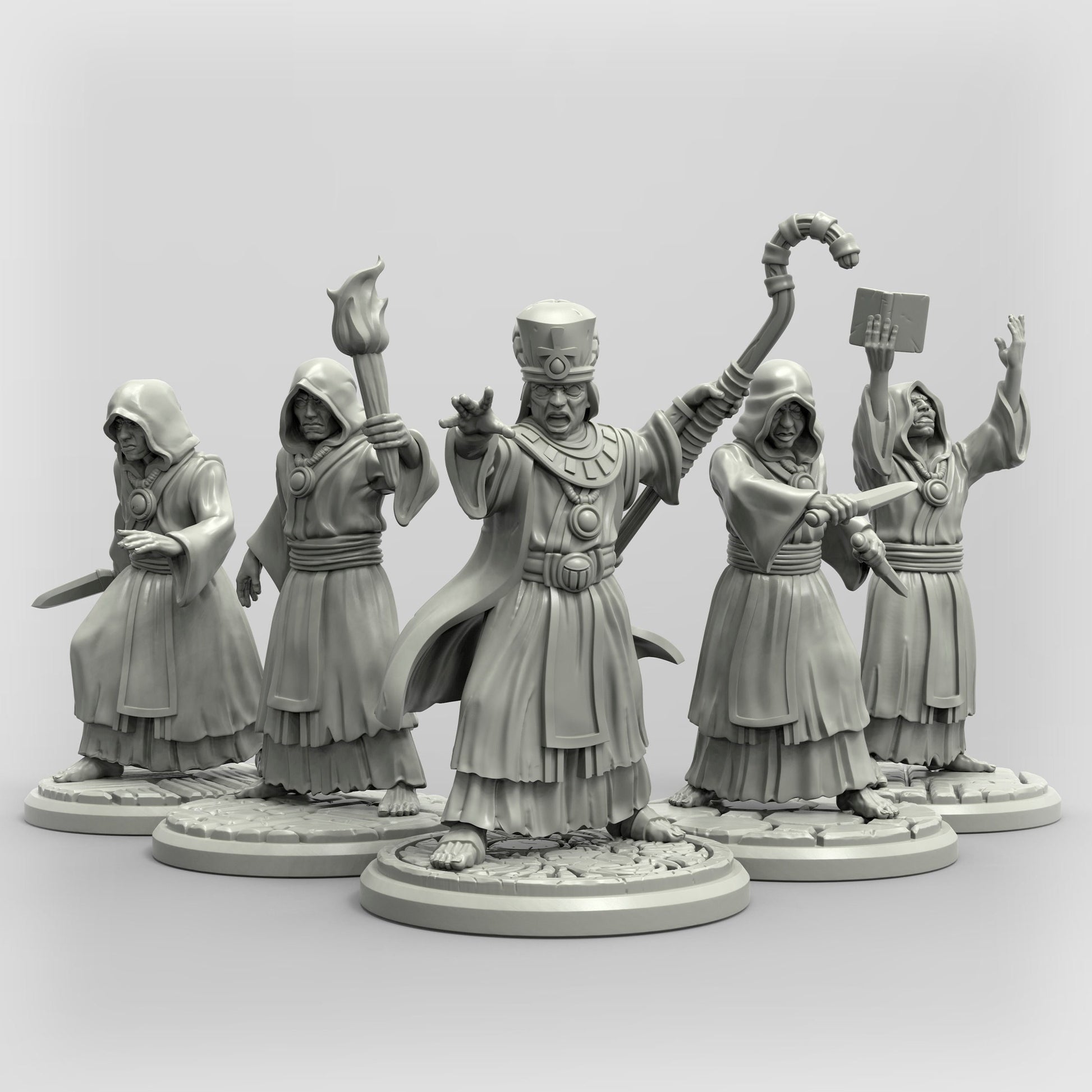 High Priest and Cultists - set of 5 (sculpted by Adaevy Creations)
