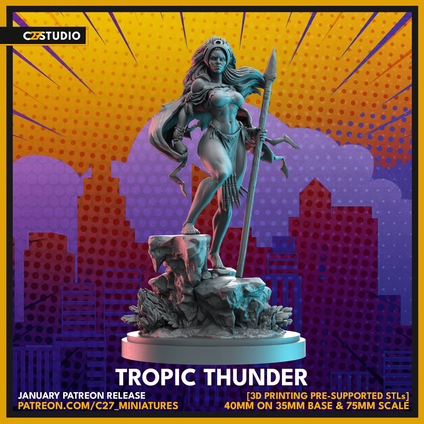 Savage Storm / Tropic Thunder 40mm miniature (sculpted by C27 collectibles) (Crisis Protocol Proxy/Alternative)