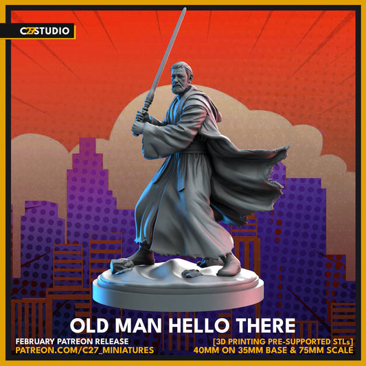 Old Man Hello There / Ben Kenobi 40mm miniature (sculpted by C27 collectibles) (Crisis Protocol Proxy/Alternative)