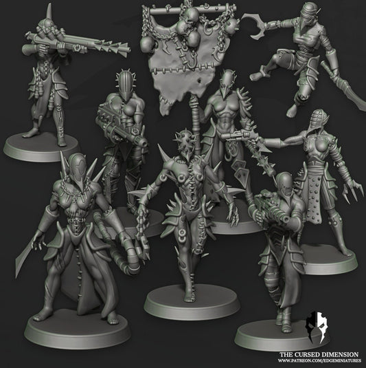 Warrior Squad - All Females - Cursed Elves - Set of 8 (Sculpted by Edge Miniatures)