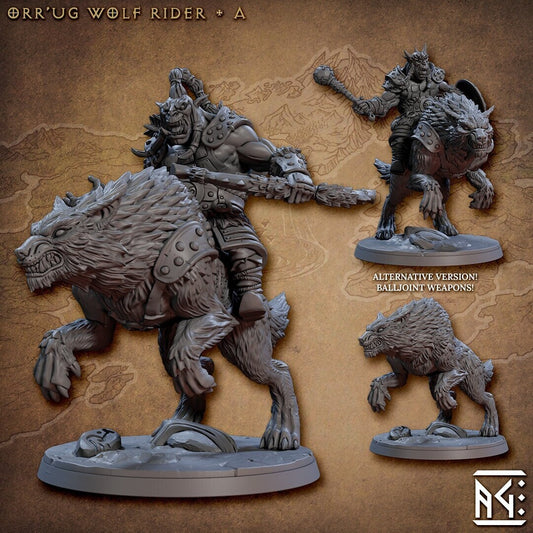 Orr'ug Wolf Rider A - Nomad Orr'ugs (30mm base) (sculpted by Artisans Guild)