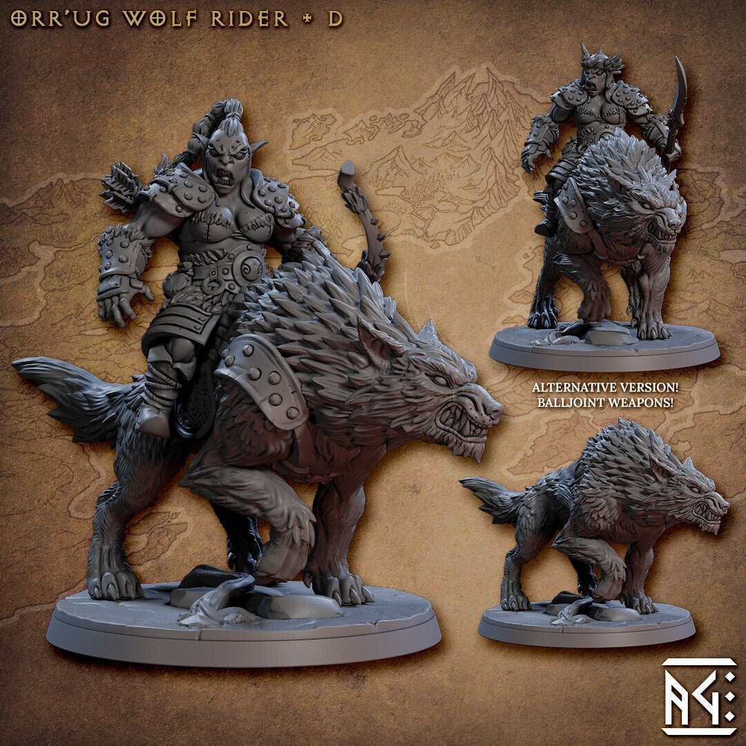 Orr'ug Wolf Rider D - Nomad Orr'ugs (50mm base) (sculpted by Artisans Guild)