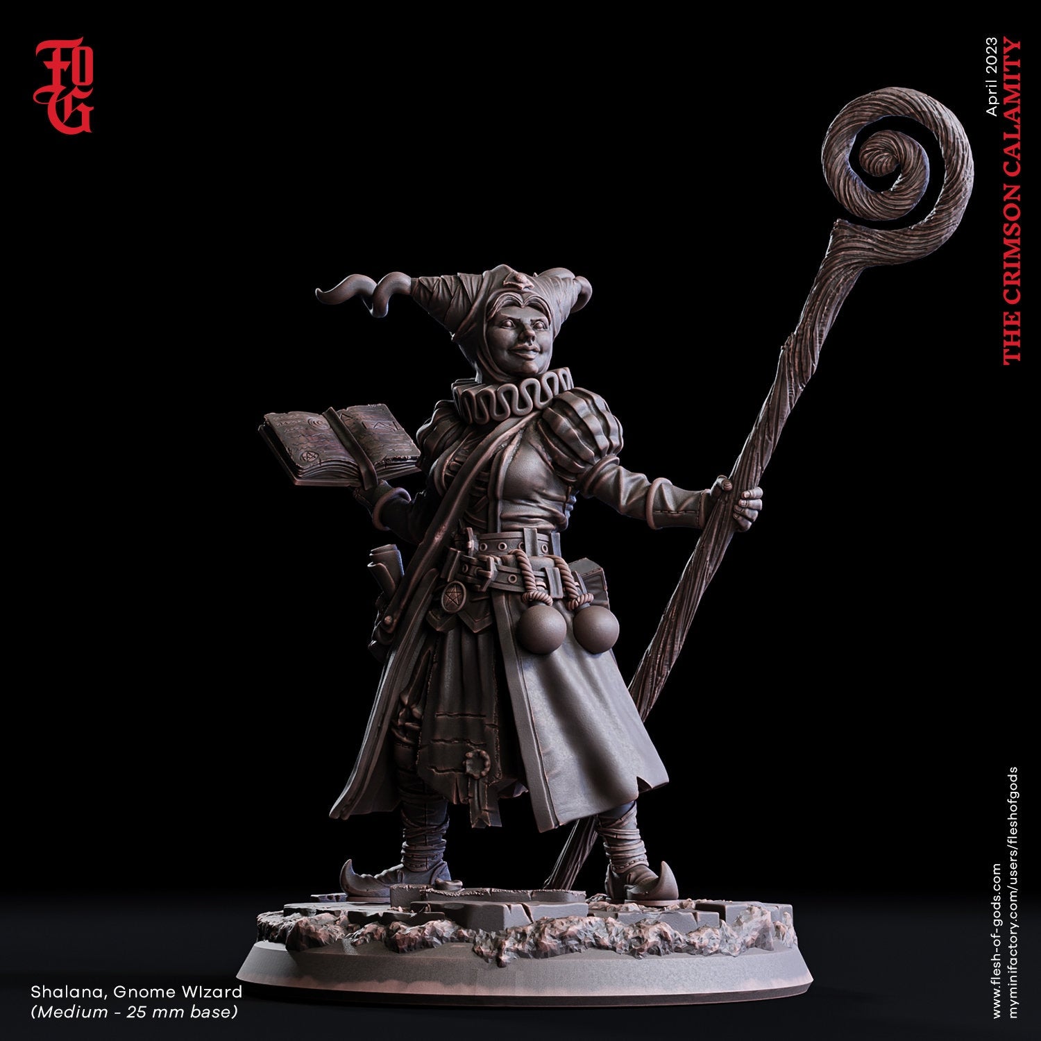 Shalana, Gnome Wizard - The Crimson Calamity (sculpted by Flesh of Gods miniatures)