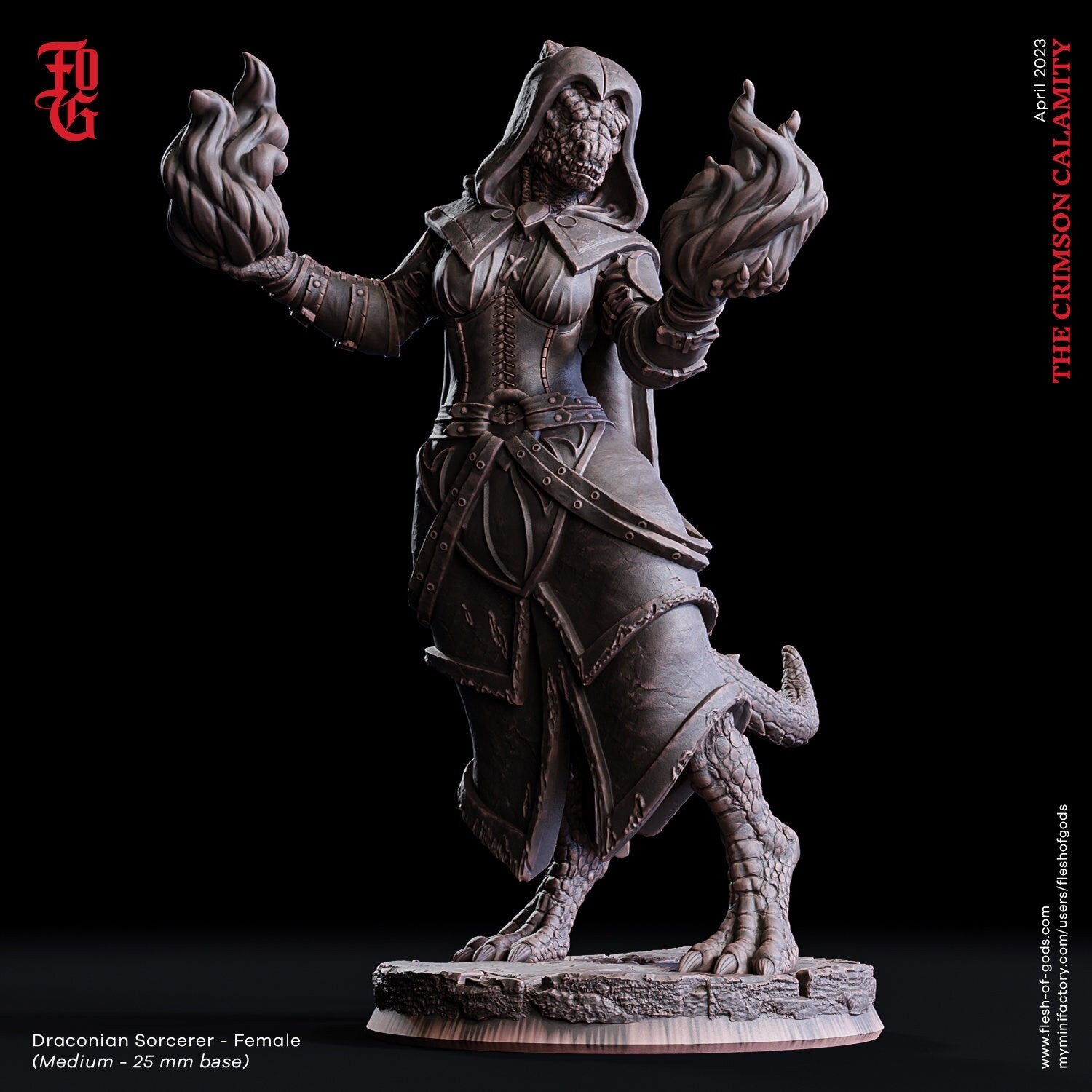 Draconian Sorcerer (Female) - The Crimson Calamity (sculpted by Flesh of Gods miniatures)