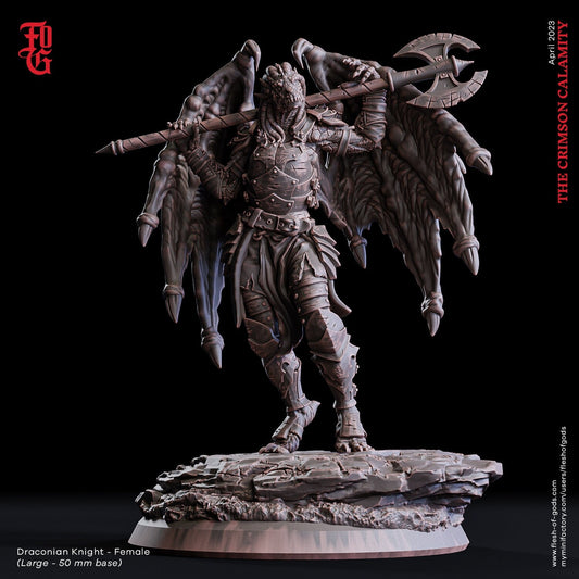 Draconian Knight (Female) - The Crimson Calamity (sculpted by Flesh of Gods miniatures)