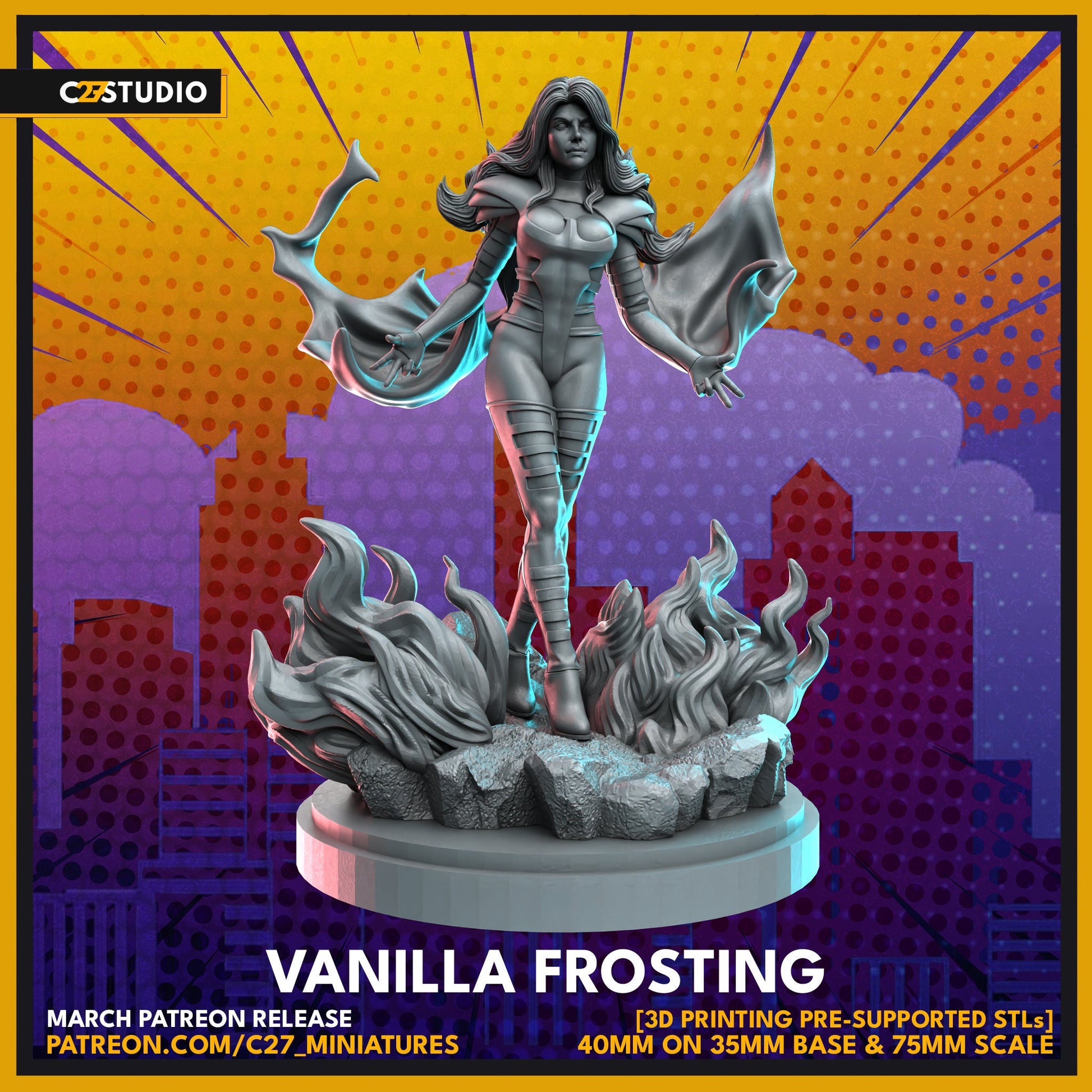 Emma Frost Phoenix Force / Vanilla Frosting 40mm miniature (sculpted by C27 collectibles) (Crisis Protocol Proxy/Alternative)