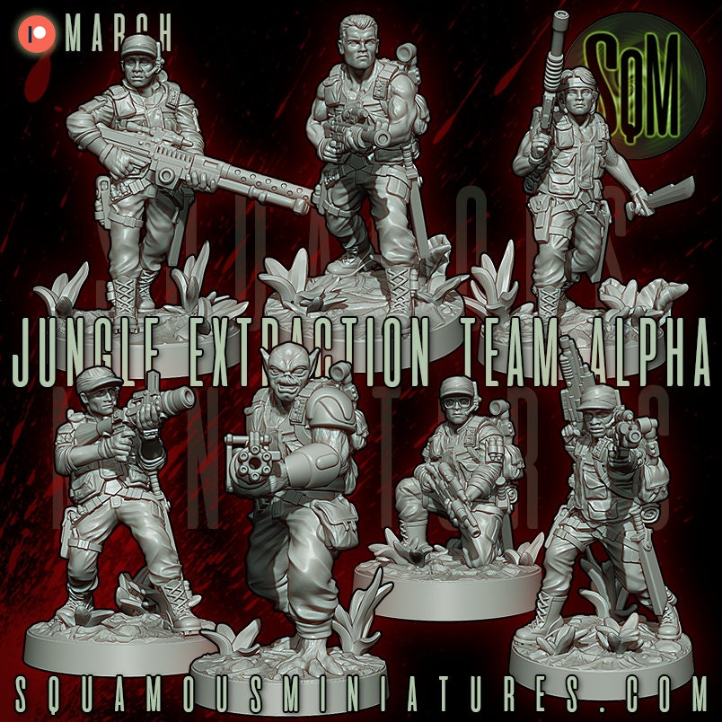 Guerilla Jungle Extraction Team Alpha - set of 7 (Sculpted by Squamous Miniatures)