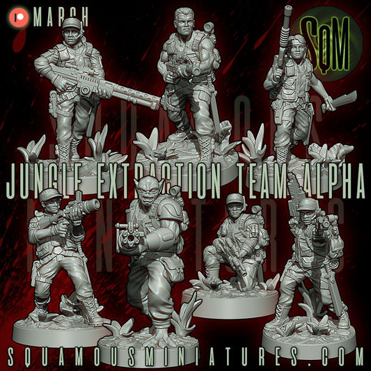 Guerilla Jungle Extraction Team Alpha - set of 7 (Sculpted by Squamous Miniatures)
