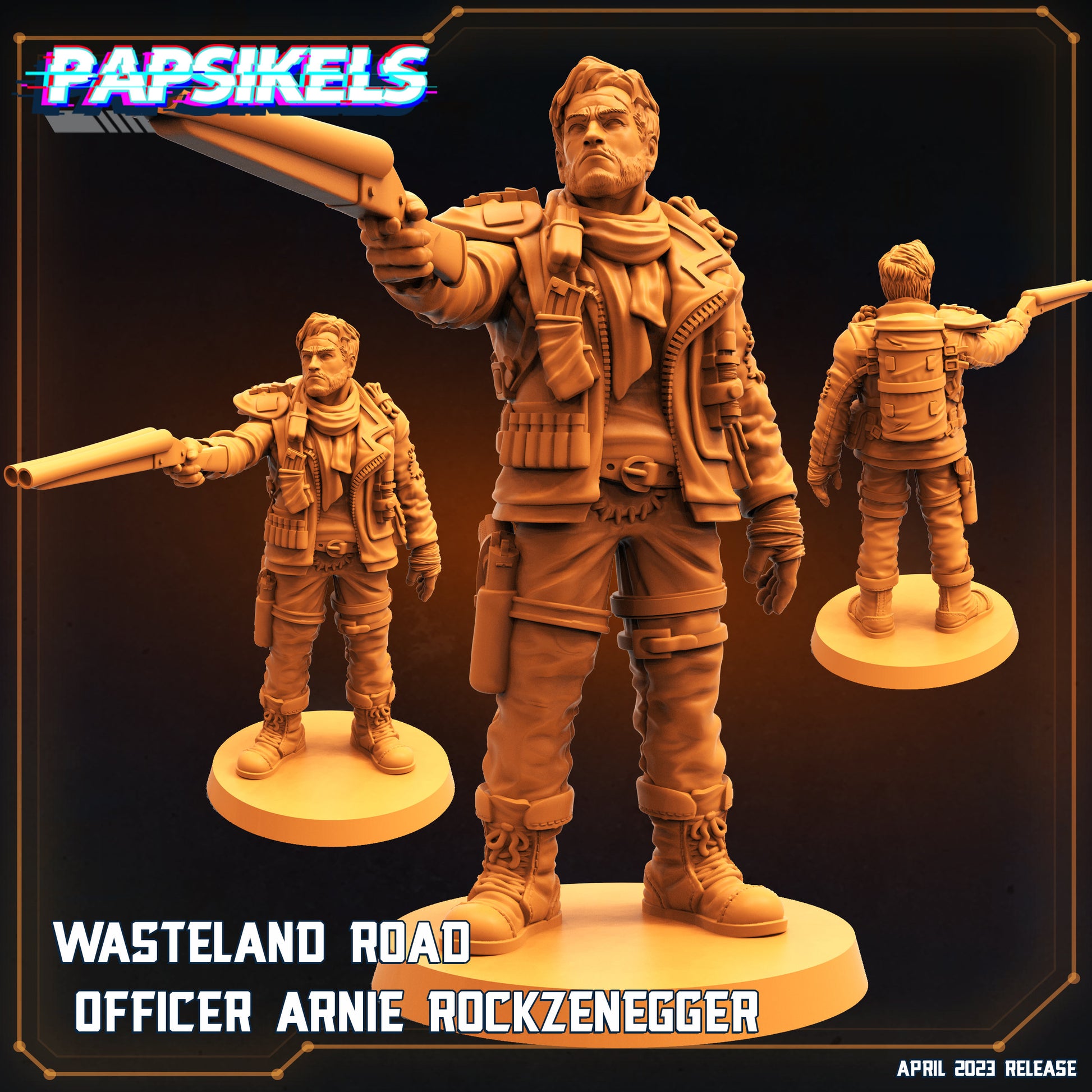 Wasteland Road Officer Arnie Rockzenegger (sculpted by Papsikels)