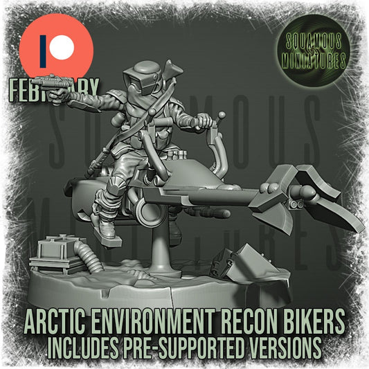 Arctic Environment Recon Biker (3) (Sculpted by Squamous Miniatures)