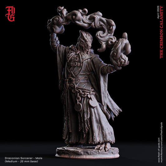 Draconian Sorcerer (Male) - The Crimson Calamity (sculpted by Flesh of Gods miniatures)