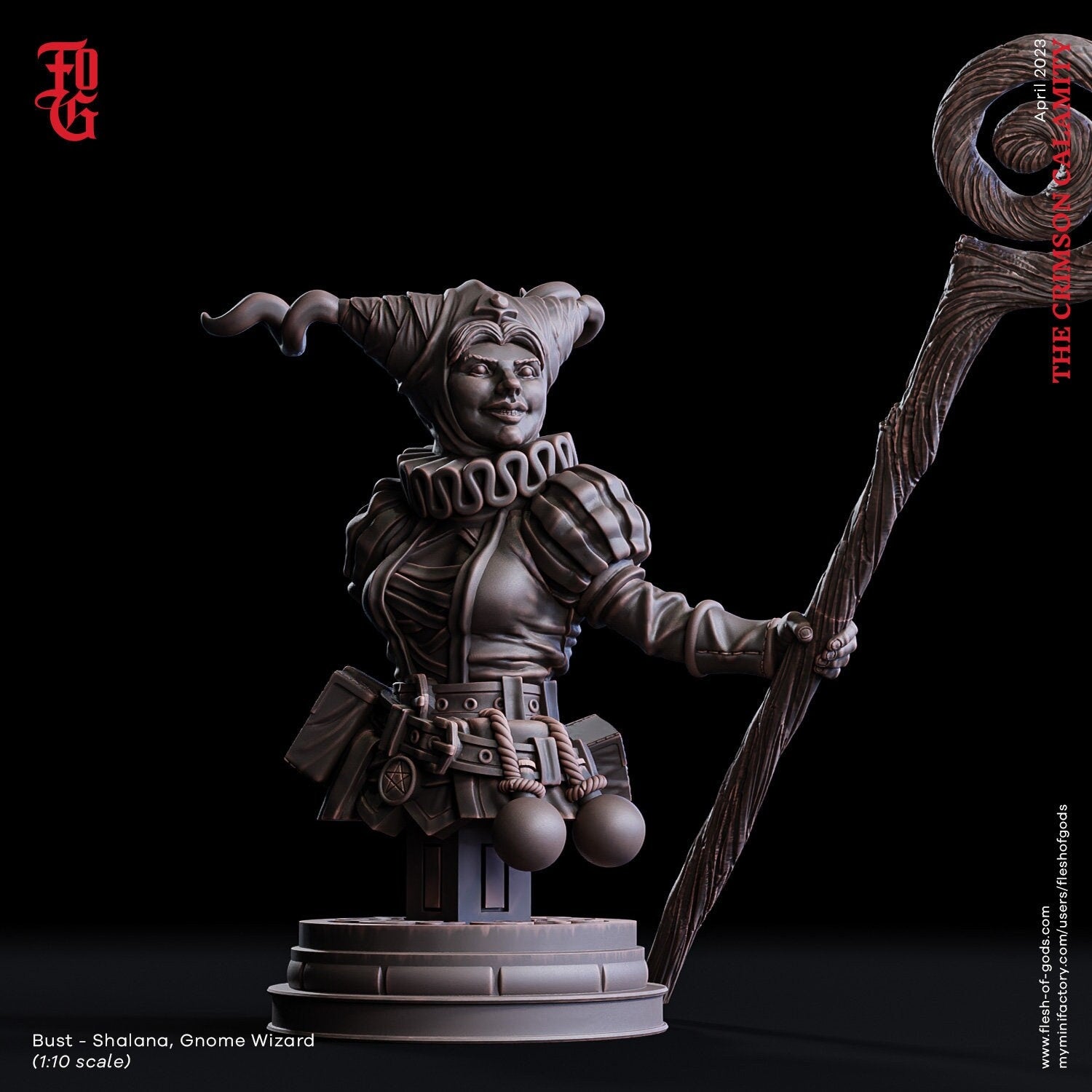 Shalana, Gnome Wizard (Bust) - The Crimson Calamity (sculpted by Flesh of Gods miniatures)