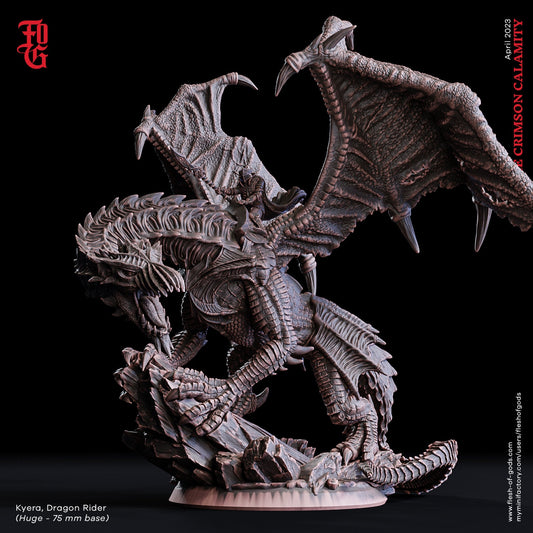 Kyera, Dragon Rider - The Crimson Calamity (sculpted by Flesh of Gods miniatures)