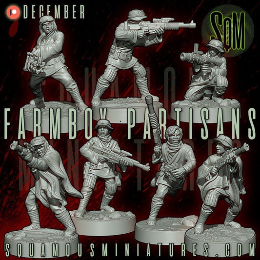 Farmboy Partisans - set of 7 (Sculpted by Squamous Miniatures)