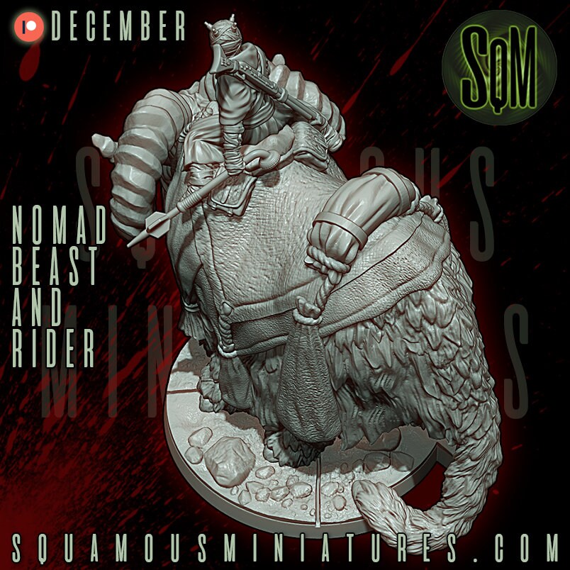 Nomad Beast and Rider (Sculpted by Squamous Miniatures)