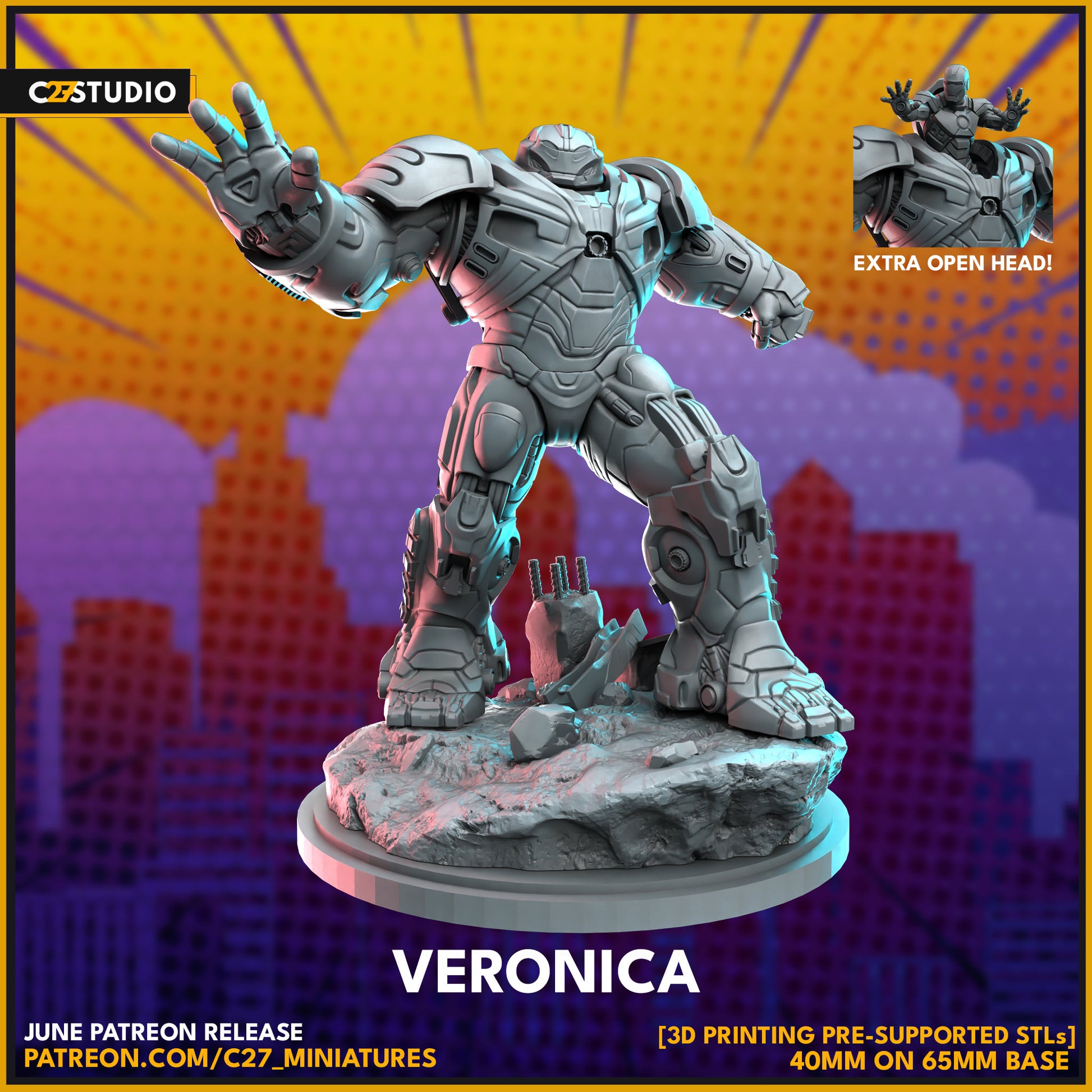 Veronica / Hulk-Buster 40mm miniature (sculpted by C27 collectibles) (Crisis Protocol Proxy/Alternative)