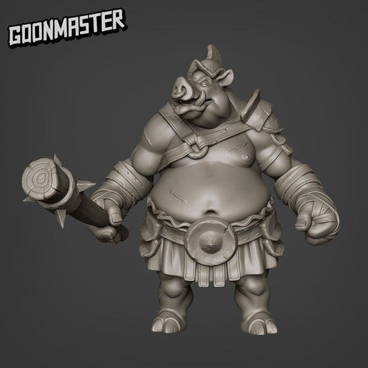 Pig Ogre - Spiked Club - Hogs of War (Sculpted by Goon Master Games)
