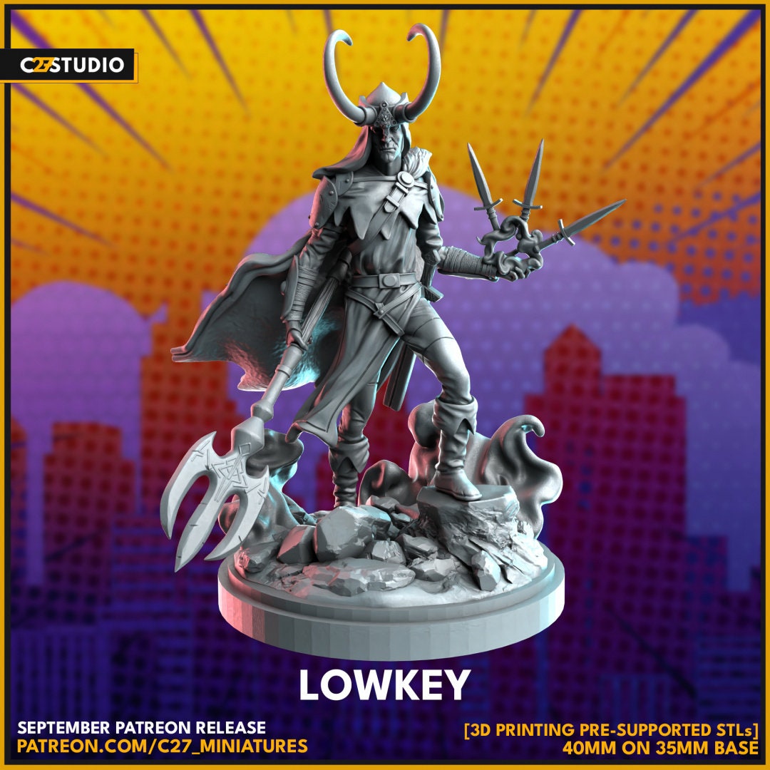 Low-Key / Loki 40mm miniature (sculpted by C27 collectibles) (Crisis Protocol Proxy/Alternative)