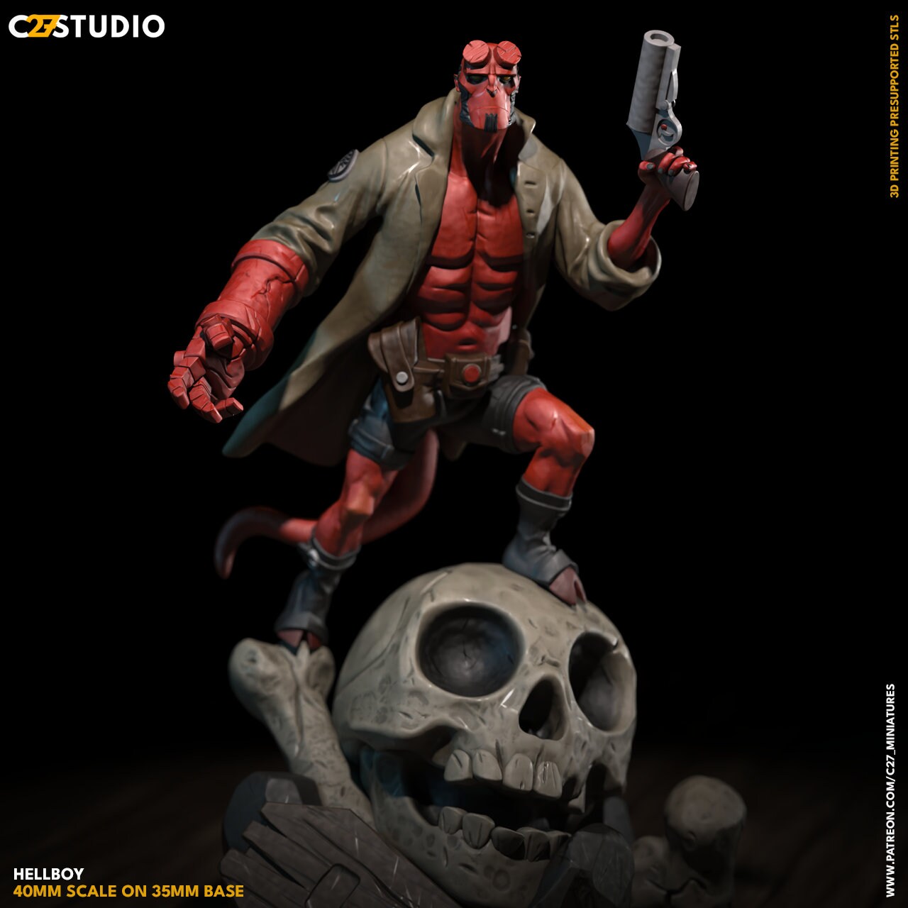 Hell Boy / Big Red 40mm miniature (Fan Art sculpted by C27 collectibles) (Crisis Protocol Proxy/Alternative)