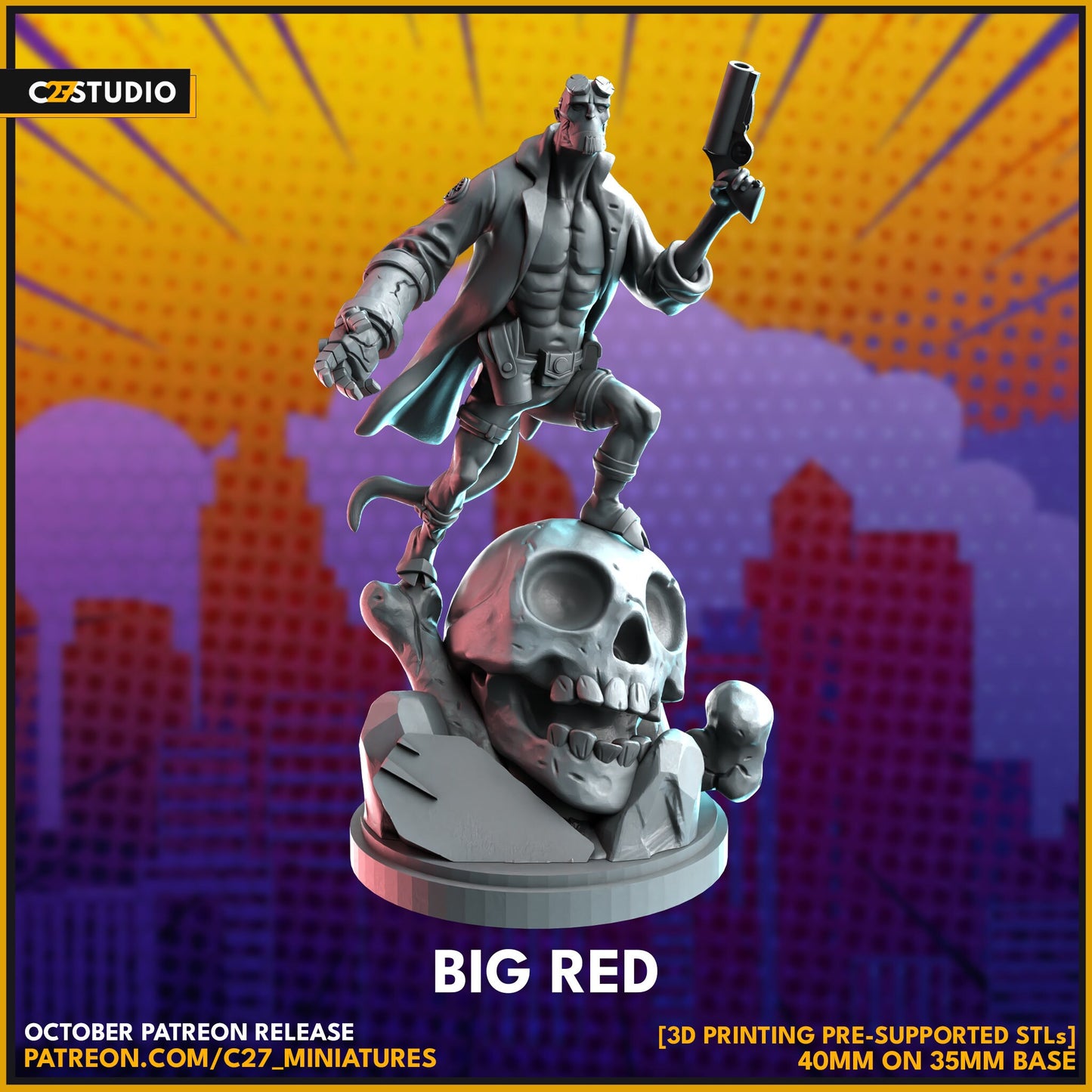 Hell Boy / Big Red 40mm miniature (Fan Art sculpted by C27 collectibles) (Crisis Protocol Proxy/Alternative)