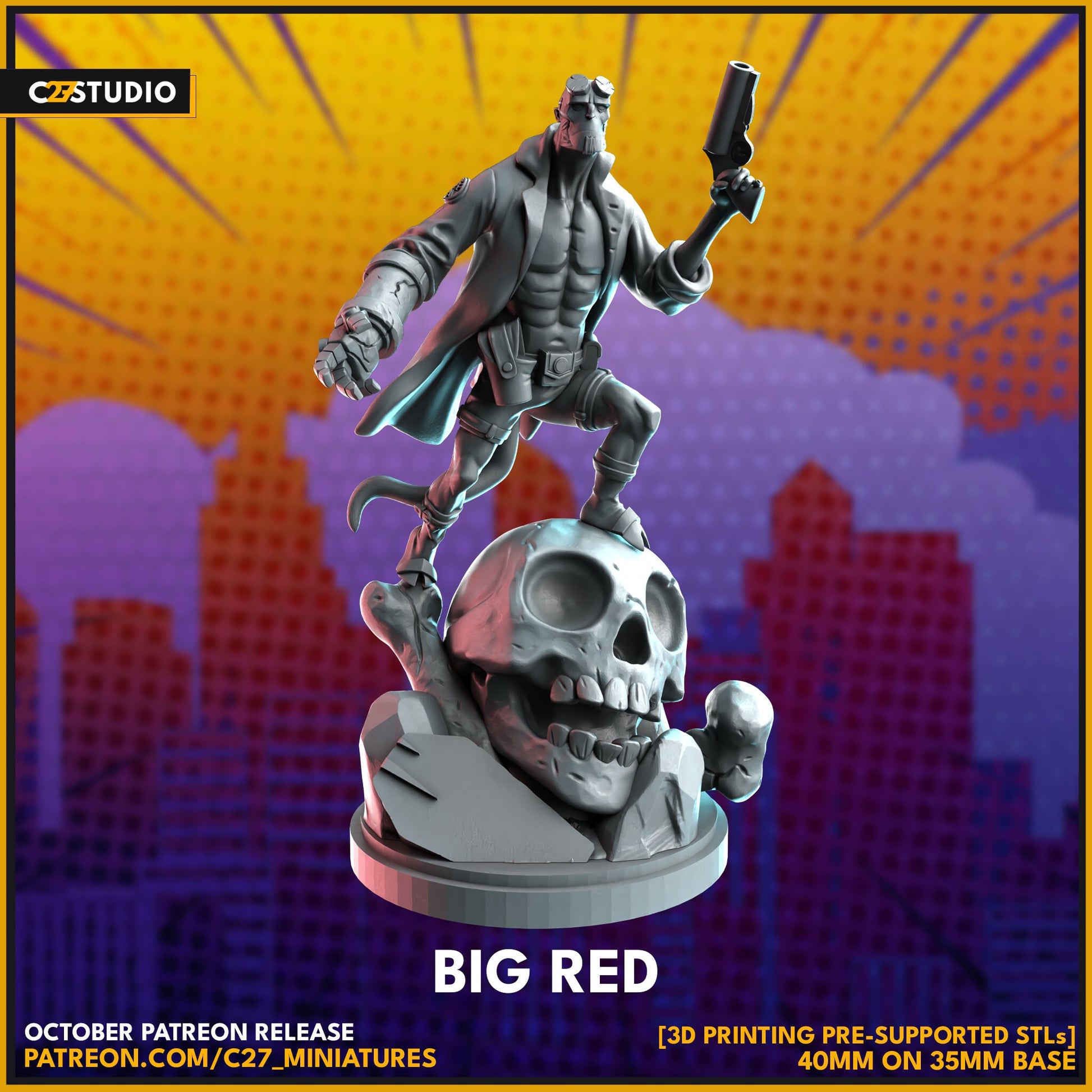 Hell Boy / Big Red 40mm miniature (Fan Art sculpted by C27 collectibles) (Crisis Protocol Proxy/Alternative)