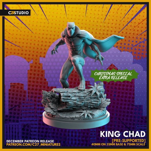 Black Panther / King Chad 40mm miniature (sculpted by C27 collectibles) (Crisis Protocol Proxy/Alternative)